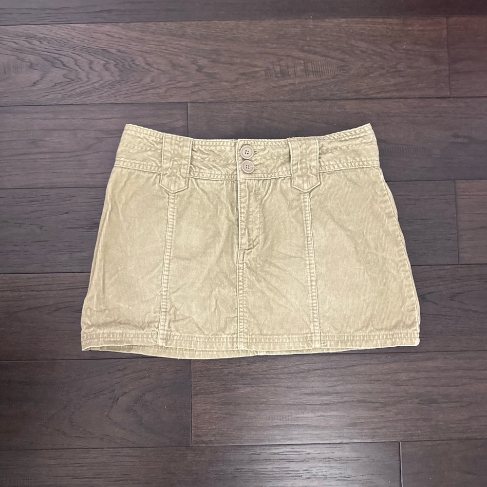 Tan/Khaki Women's Corduroy Mini Skirt